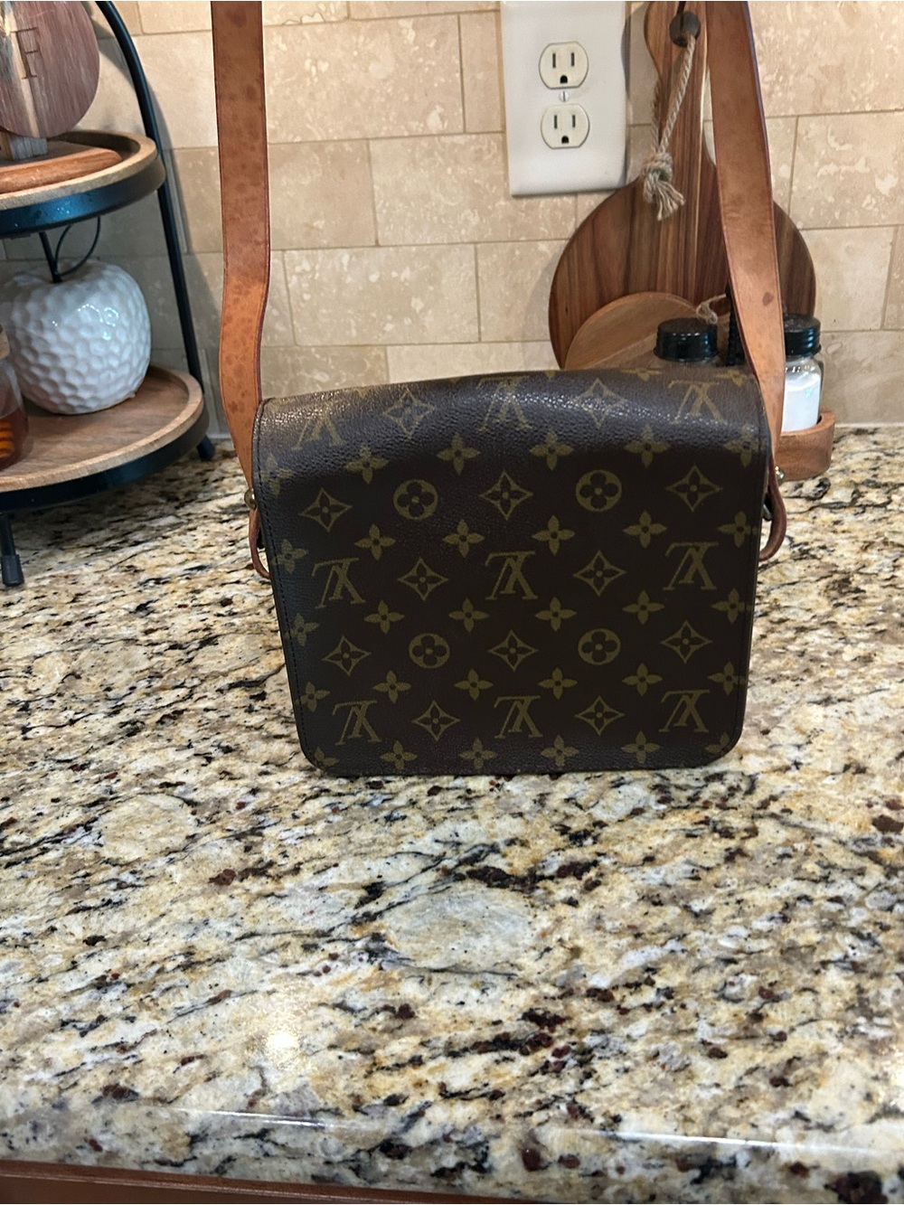 Louis Vuitton Brown Monogram Crossbody Bag with Tan Trim with coa - Picture 2 of 16